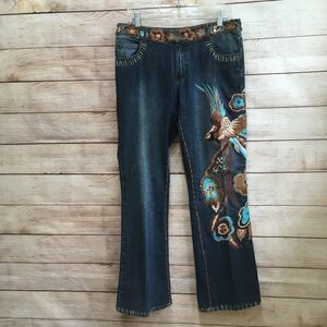 ANTHROPOLOGIE BASIL & MAUDE EMBROIDERED AND BEADED JEANS